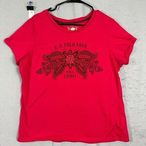 U.S. Polo Assn. Red Round Neck Short Sleeve Tee Shirt Top Plus Size 2X